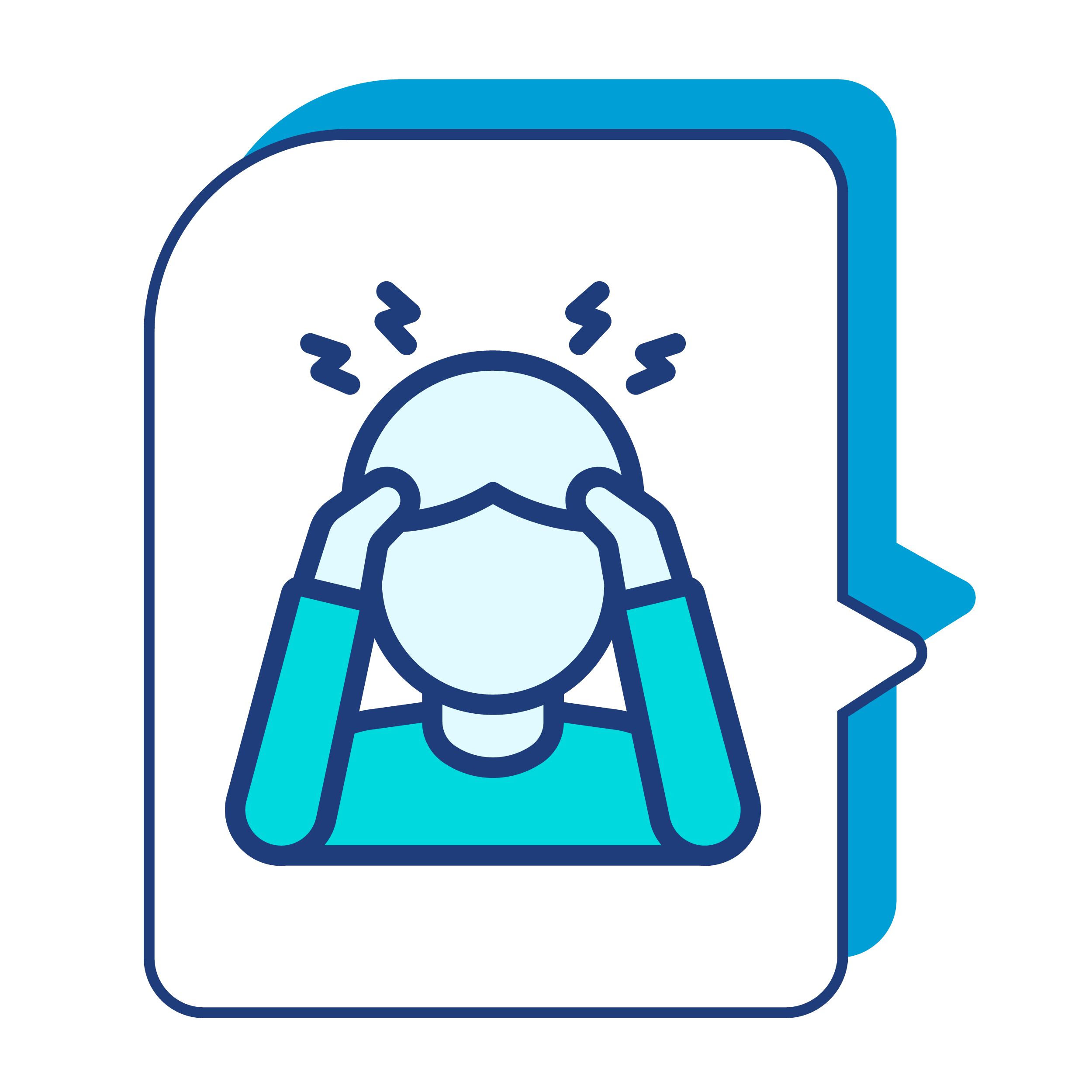Graphic of a person holding their head